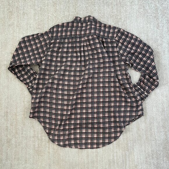 NWOT Free People One Cotton Long Sleeve Button Up Plaid Blouse Top S - Picture 4 of 11